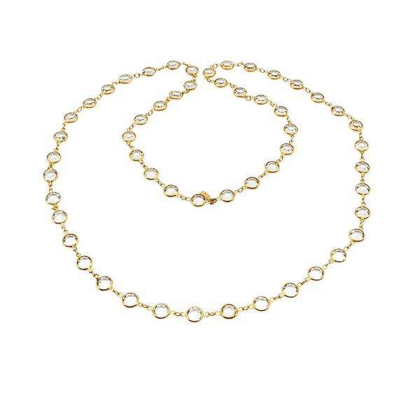 Gorgeous Vintage Swarovski Crystal Gold-Plated Necklace 36 Inches - Picture 1 of 7